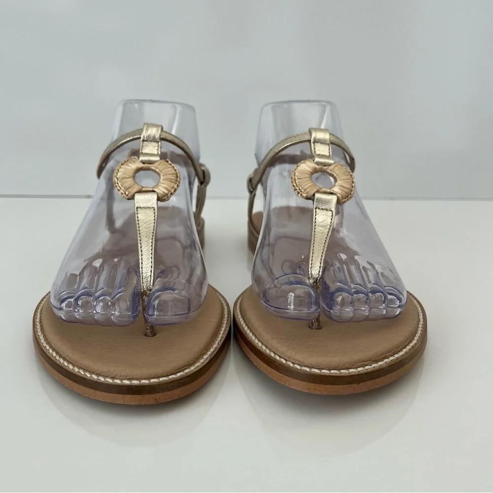 BRUNO MAGLI Jenna T-strap Leather Sandals In Gold NEW - Picture 6 of 14